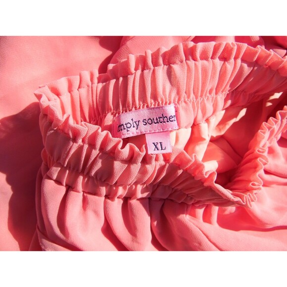 Simply Southern Women's Peach Coral Ruffle Skirt sz XL - Picture 2 of 5